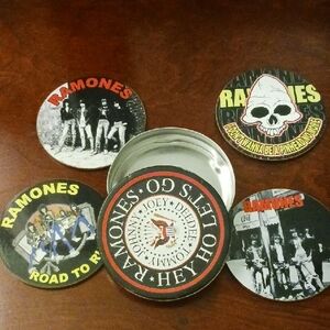 Ramones Band Button Pin Set - Black, Red, Yellow